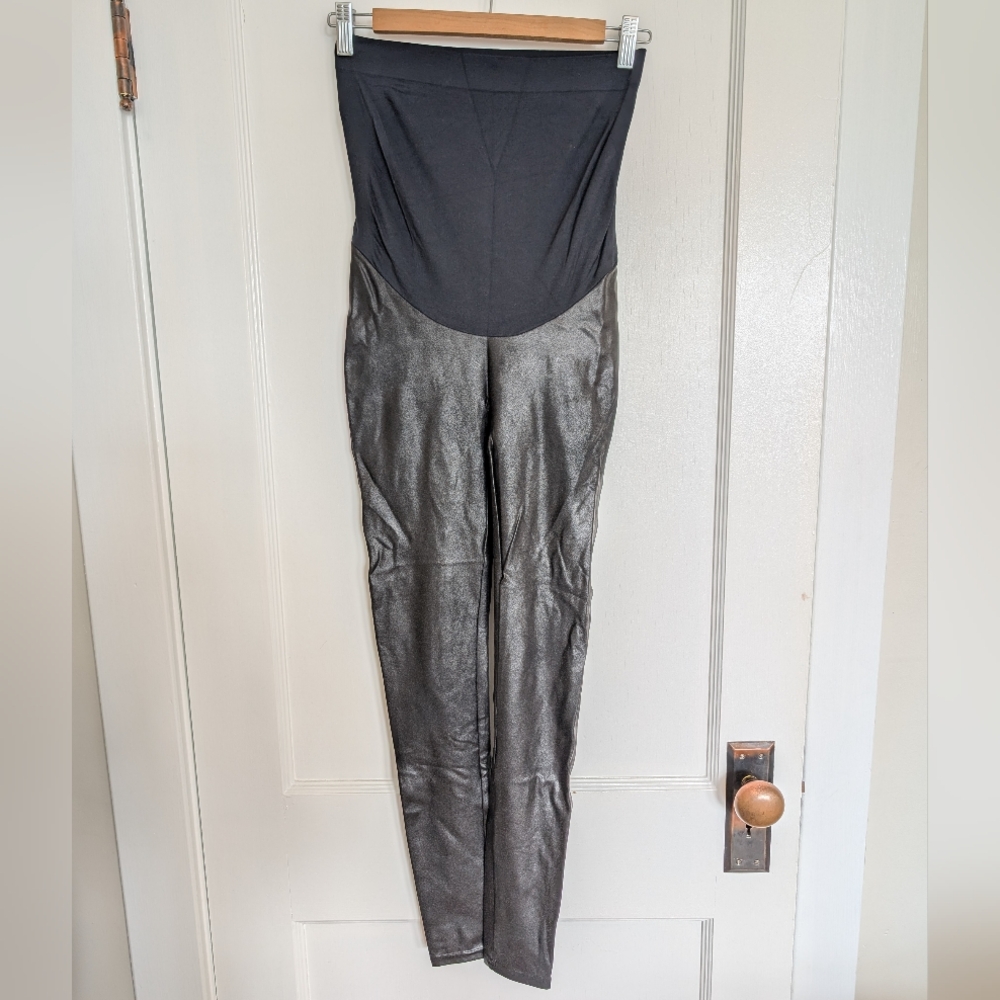 SPANX Faux Leather Maternity Leggings Size Medium